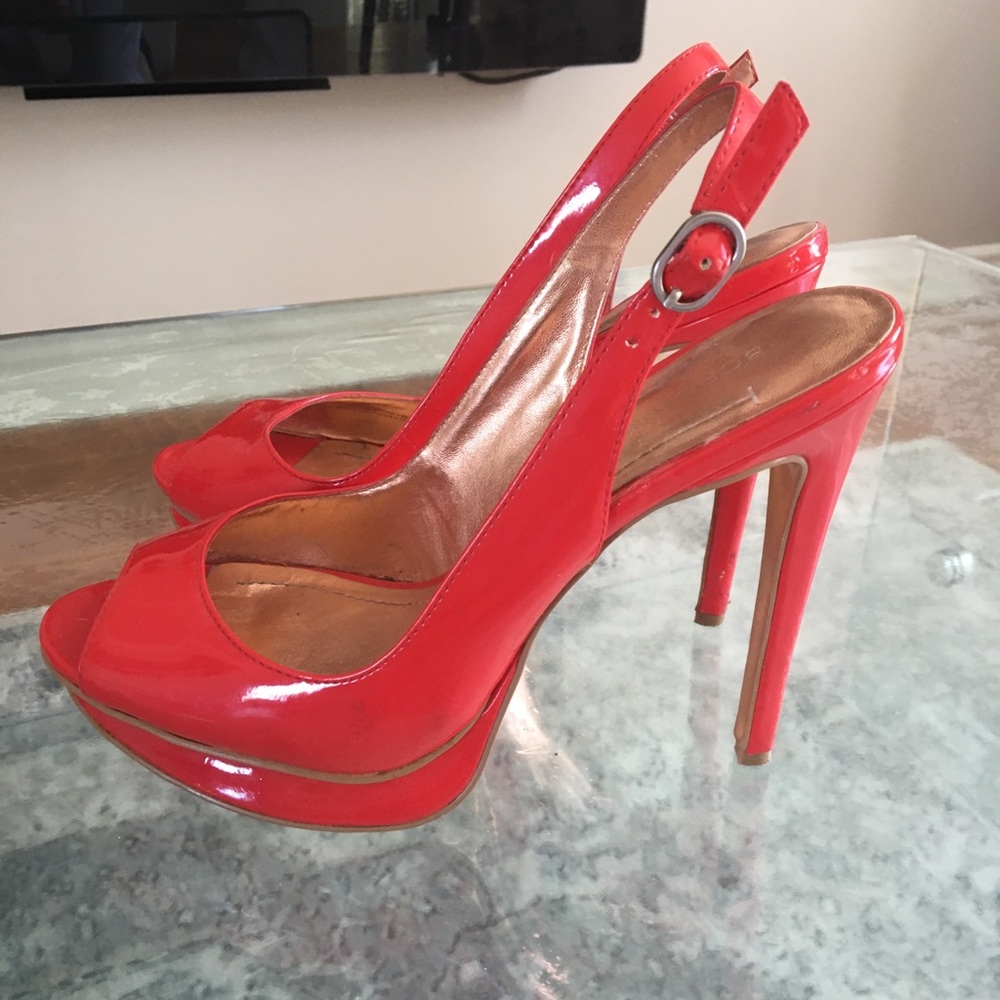 BCBG Red Patent Leather Sandals